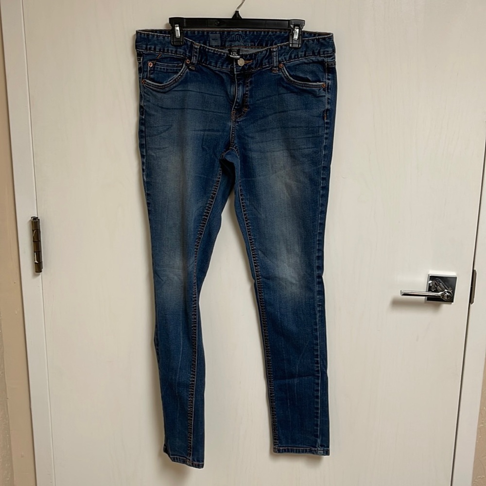 Mossimo Jeans size 12 long faded wash blue skinny jeans